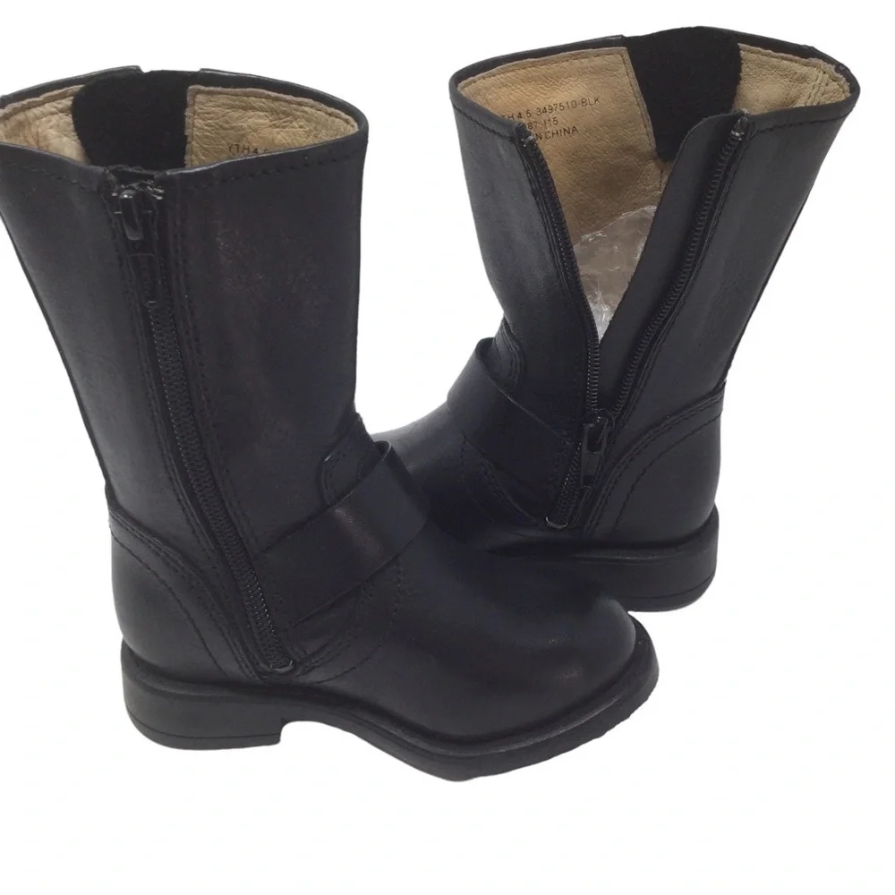 Frye Unisex Moto Black Leather‎ Toddler Boots